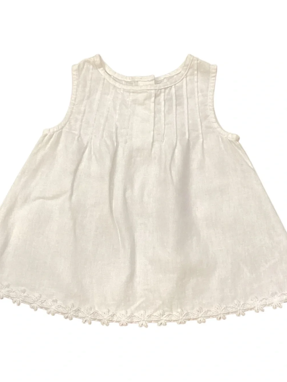 Old Navy Toddler Girls White Pintuck Linen Blend Top 3T Cottagecore Boho